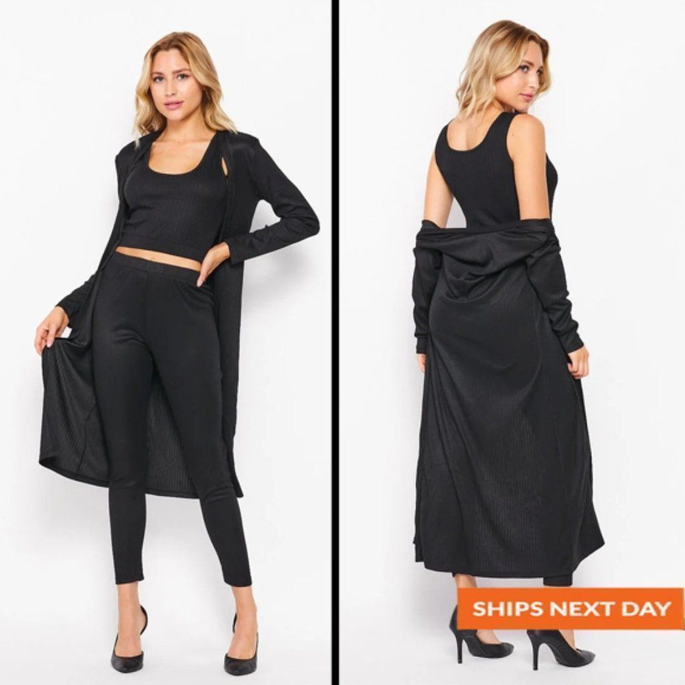 COPY - Luxe Feel 3 Piece Set - Three Piece Set - Cardigan Set - Duster - Knit P…